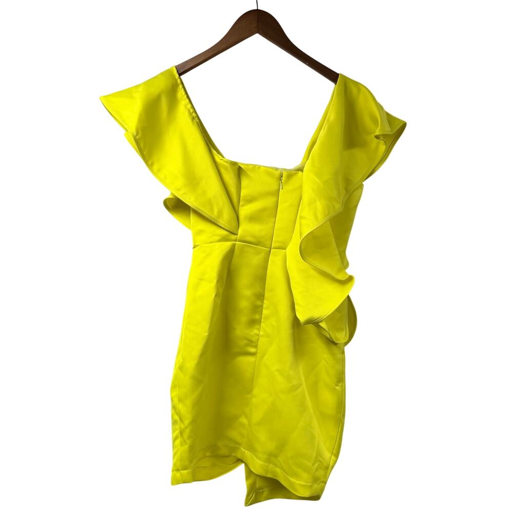 ASOS Neon Mini Dress Ruffle One Shoulder 4 Sheath Party Ruffle Fitted - Picture 8 of 10